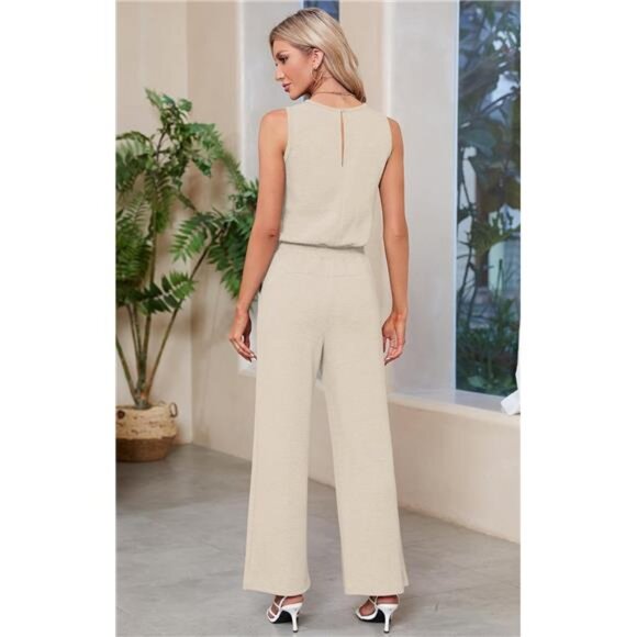 Air Essentials Jumpsuits for Women Casual Wide Leg Long Pants Jumpsuit - Picture 2 of 6